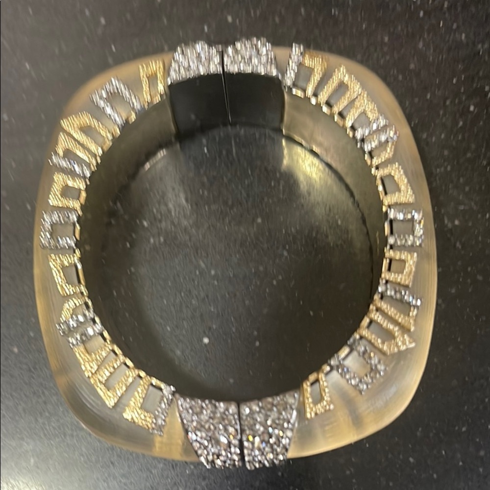 Alexis Bittar Silver and Gold Bracelet with Unique Square Design
